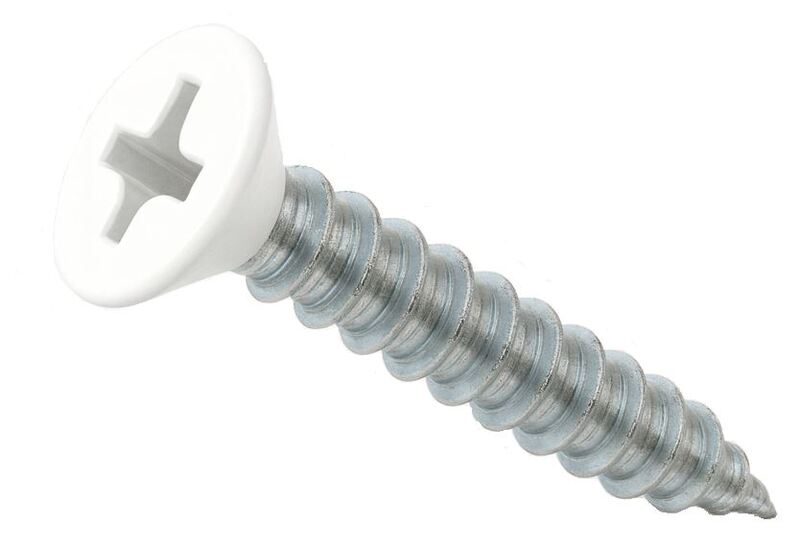 8A75SPF0Z/02WT 8A X 3/4 PH FLAT SMS ZINC PT.#02 WHITE